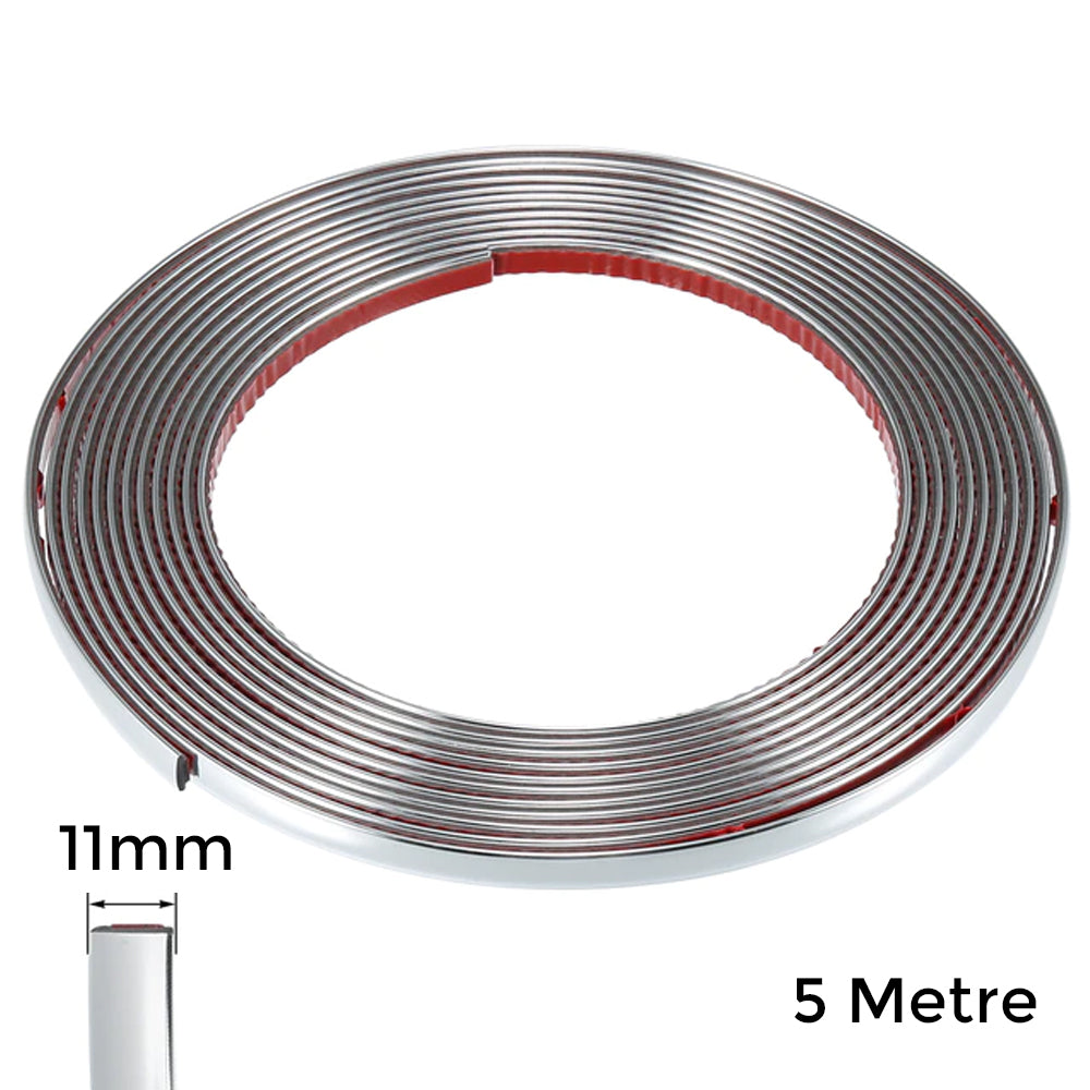 Yapışkanlı Nikelaj Şerit Bant Çıta 11mm 5 Metre Krom
