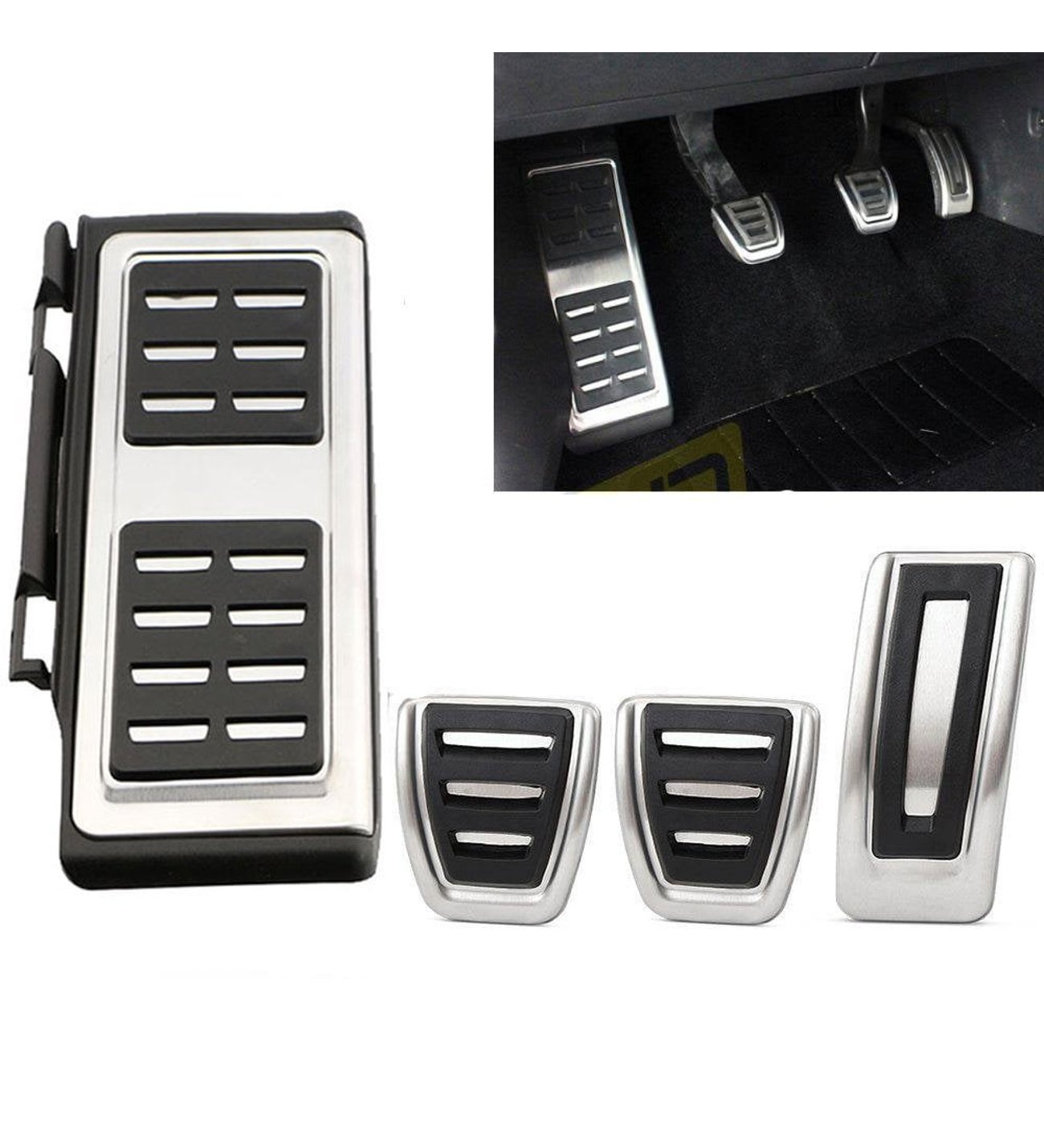 VW Golf 7 8 Passat B8 Tiguan 2 Touran 2 T-Roc T-Cross Arteon Polo 5 Uyumlu Geçme Manuel Pedal Seti 4 Parça Siyah Krom
