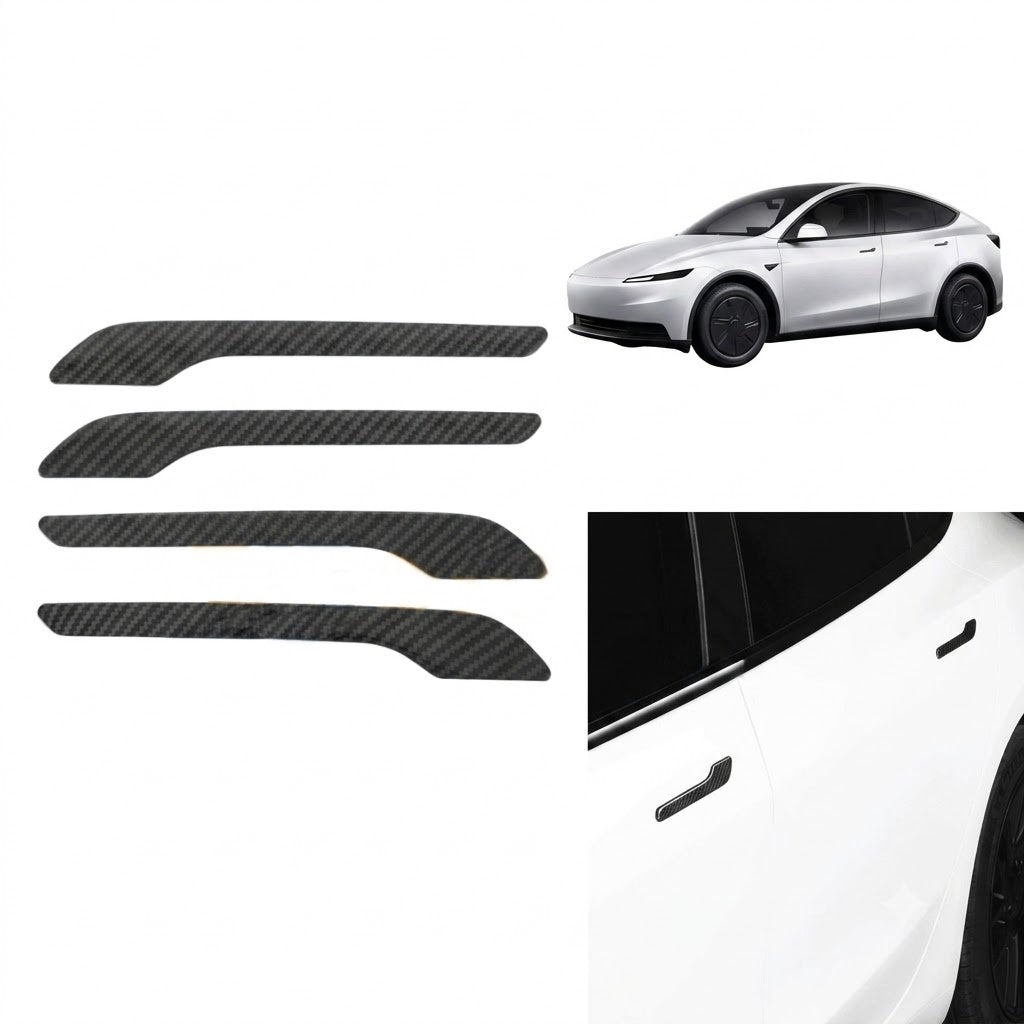 Tesla Model 3 Y Uyumlu Karbon Dış Kapı Kolu Koruyucu Kaplama Seti 4 lü Siyah