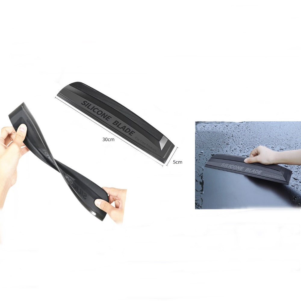 Silikonlu Oto Kurulama Çekçeği Çizilmez Esnek Oto Su Sıyırıcı Siyah 30cm