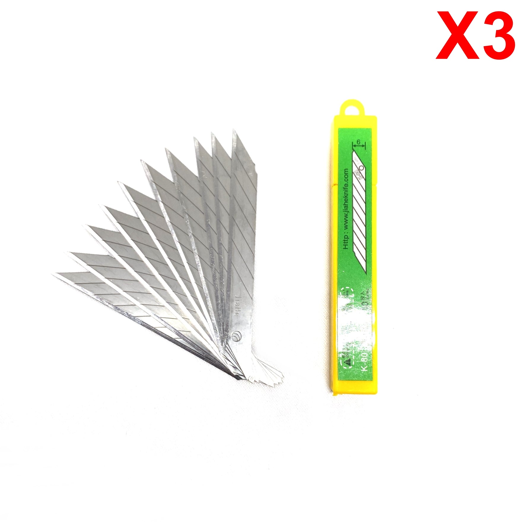 KO-80 Çelik Maket Bıçağı Falçata Ucu Yedeği 9mm 30 Derece Küçük 30'lu