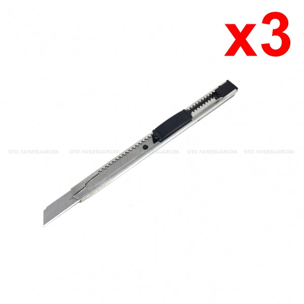 Metal Dar Maket Bıçağı İnce Falçata 9mm 3 Adet