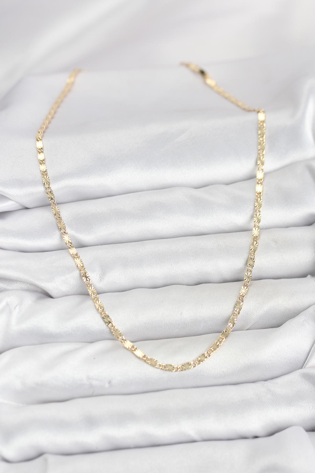 CM 14K Gold Renk Lazerli Zincir Model Kadın Kolye