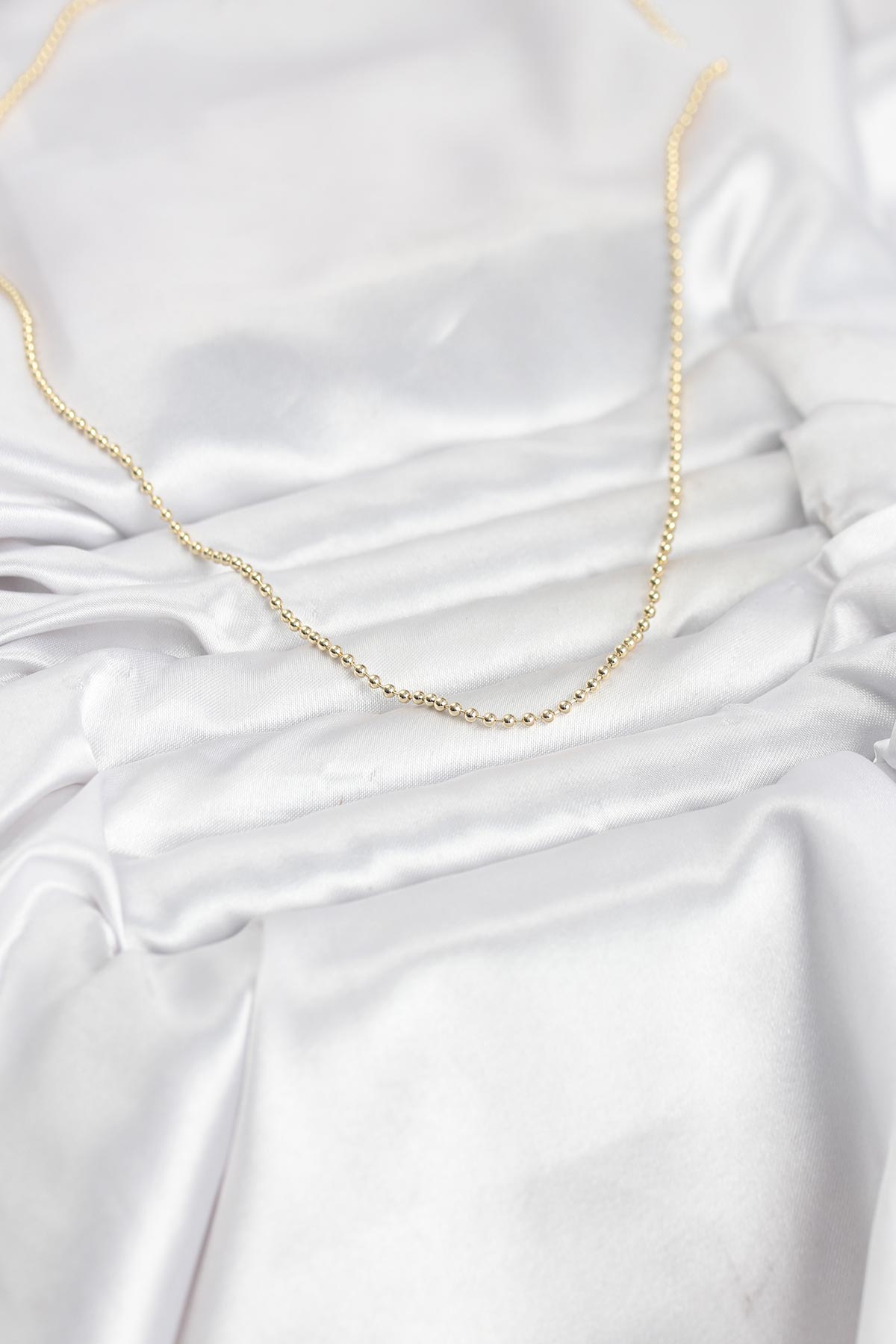 CM 14K Gold Renk Top Zincirli Model 60 cm Kadın Kolye