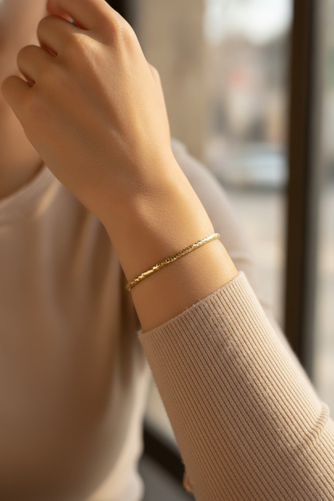 CM Gold Renk Lazer Kesim 65 mm Bilezik
