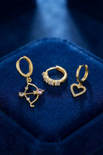 3 lü Set Küpe Gold Renk Eros Yay Detaylı