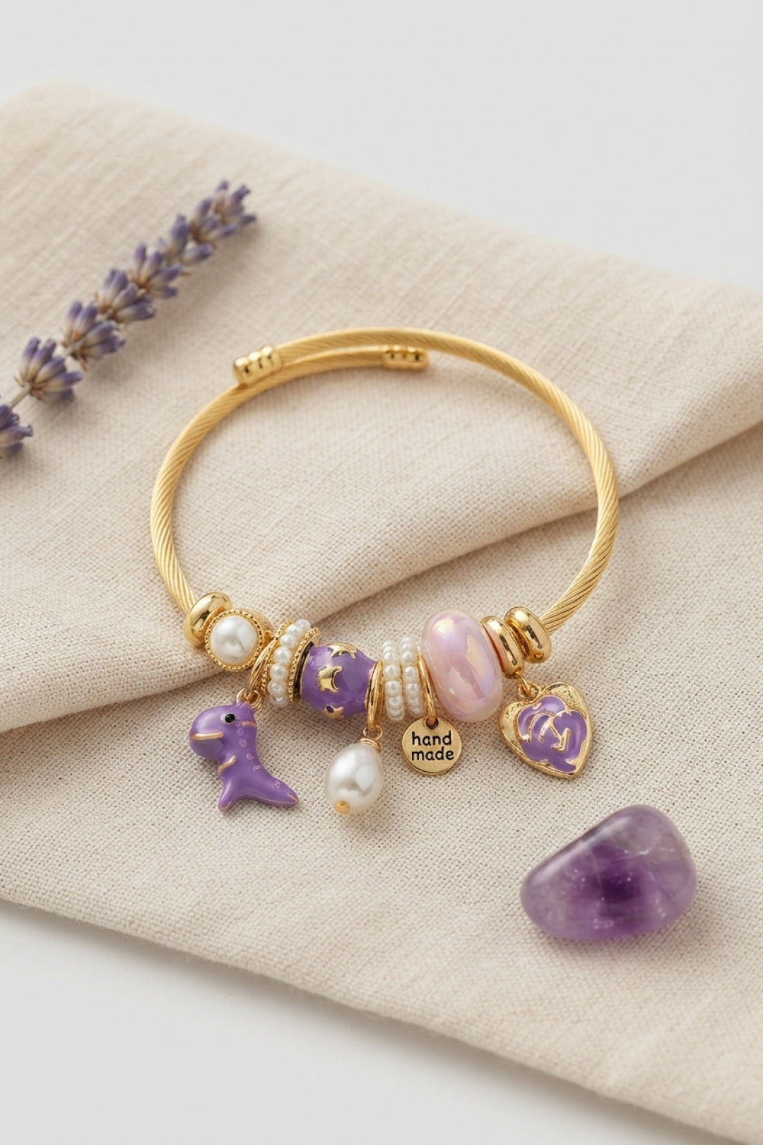 Trex ve Kalp Mor Charmlı Bileklik