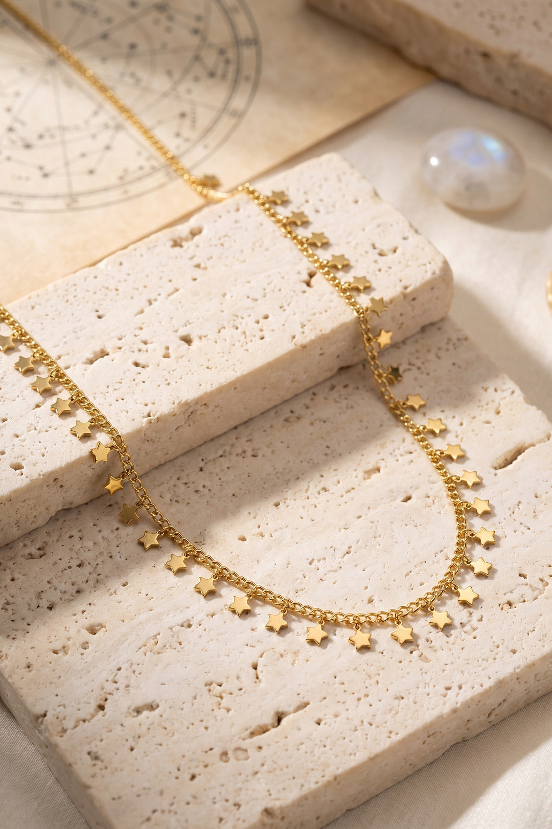 Gold Renk Yıldız Pul Model 60 cm Kadın Kolye