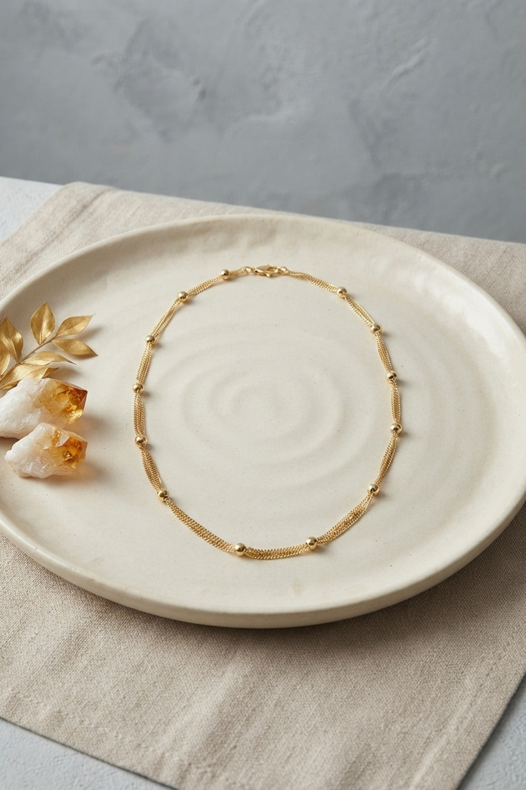CM Top Zincirli Gold Renk 50 cm Kadın Kolye