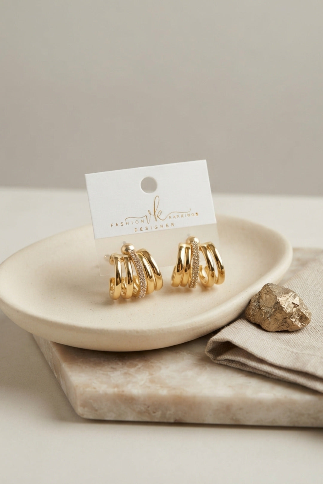 Gold Renk Pirinç Kafes Model Halka Küpe