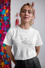 Kadın Özel Baskılı Modern Fit %100 Pamuk Bisiklet Yaka T-Shirt