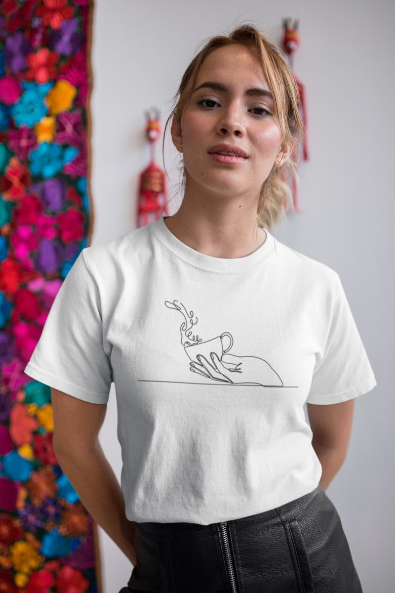 Kadın Özel Baskılı Modern Fit %100 Pamuk Bisiklet Yaka T-Shirt