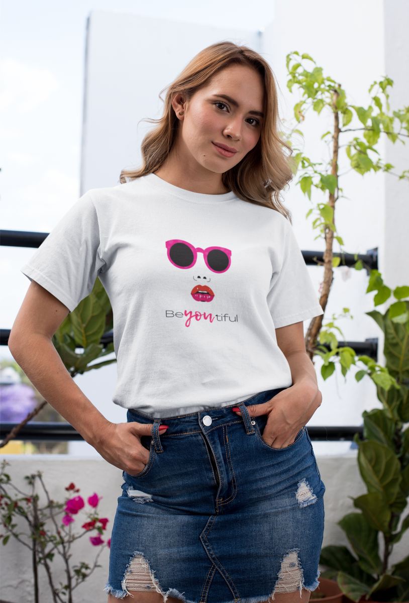 Kadın Özel Baskılı Modern Fit %100 Pamuk Bisiklet Yaka T-Shirt