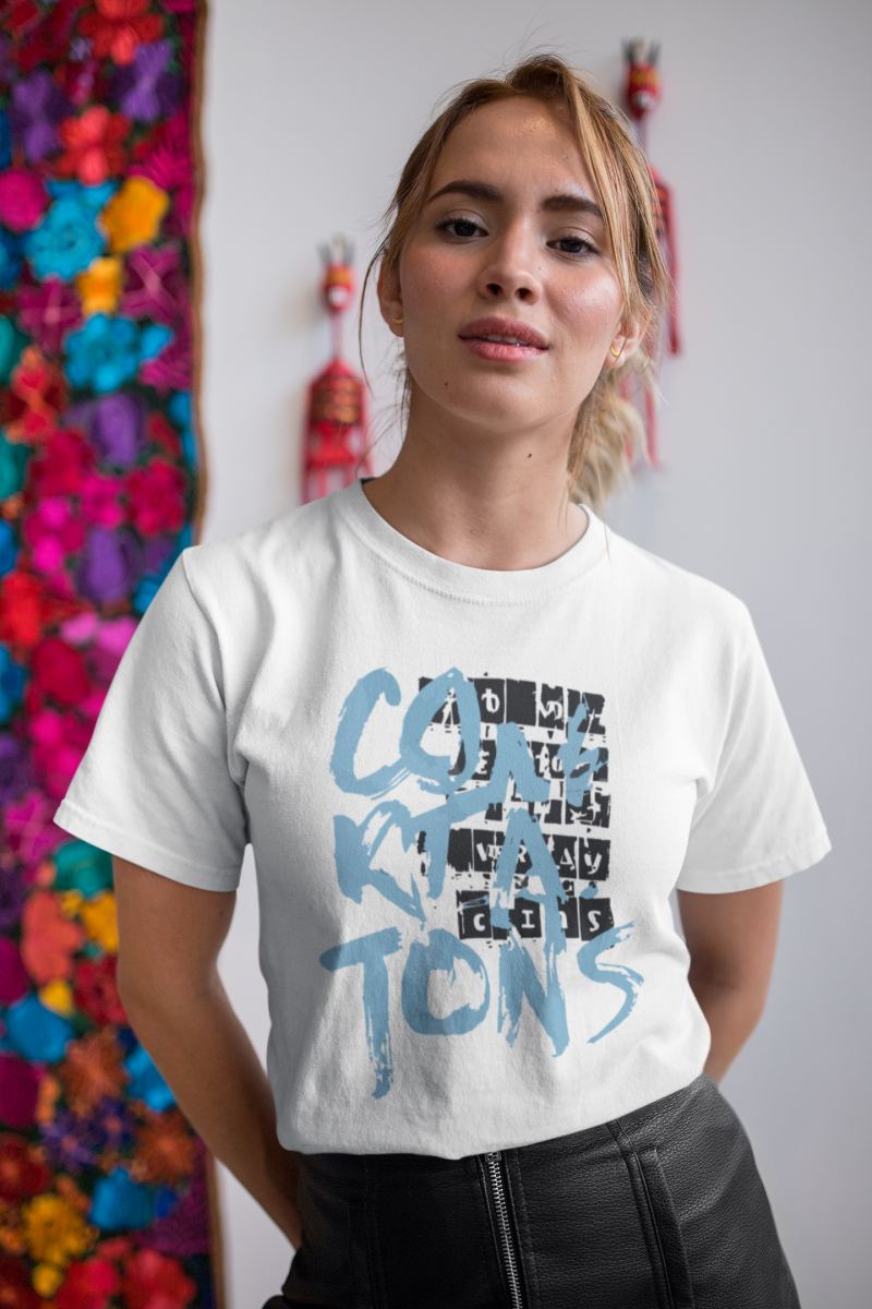 KADIN Özel Baskılı Modern Fit %100 Pamuk Bisiklet Yaka T-Shirt