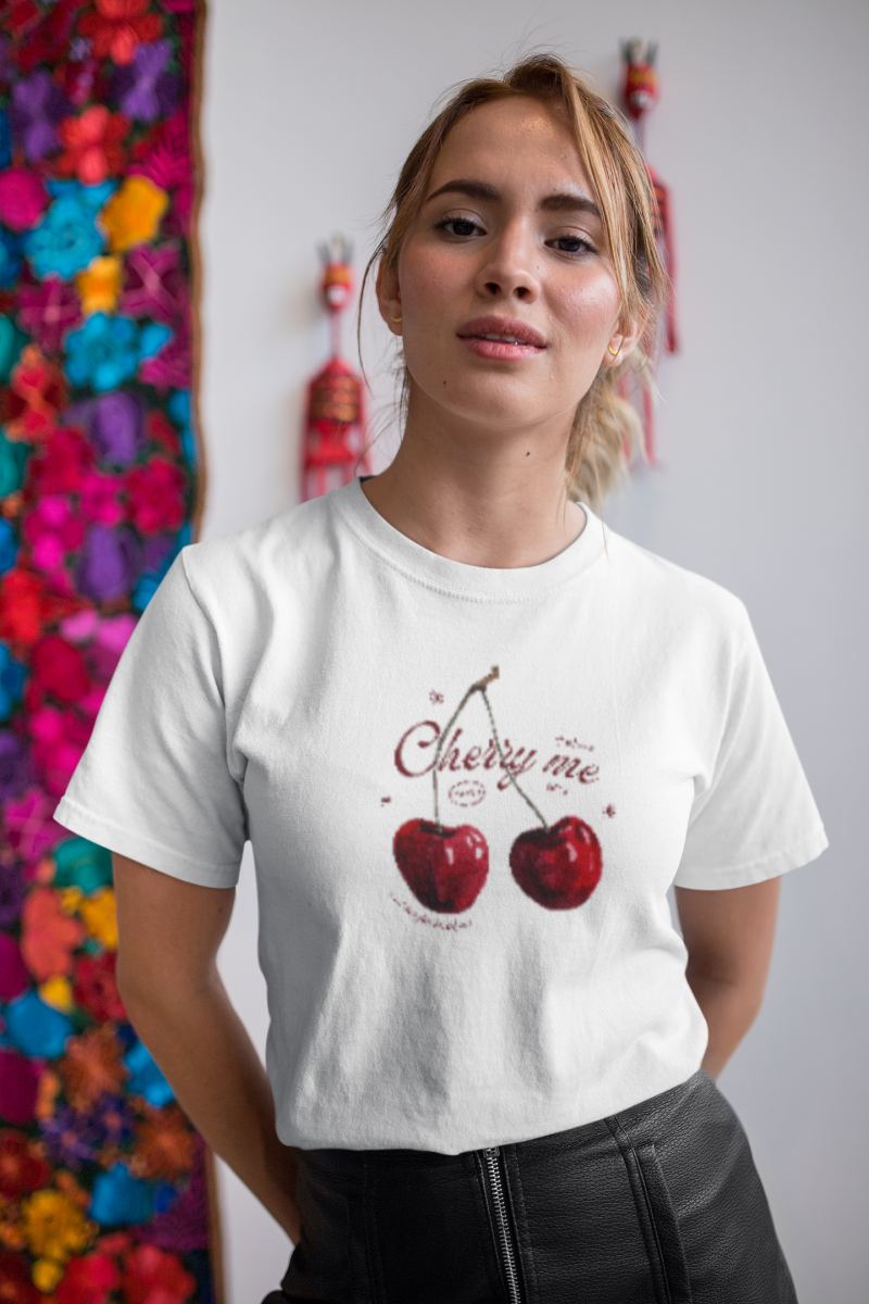 Kadın Özel Baskılı Modern Fit %100 Pamuk Bisiklet Yaka T-Shirt