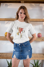 Kadın Özel Baskılı Modern Fit %100 Pamuk Bisiklet Yaka T-Shirt