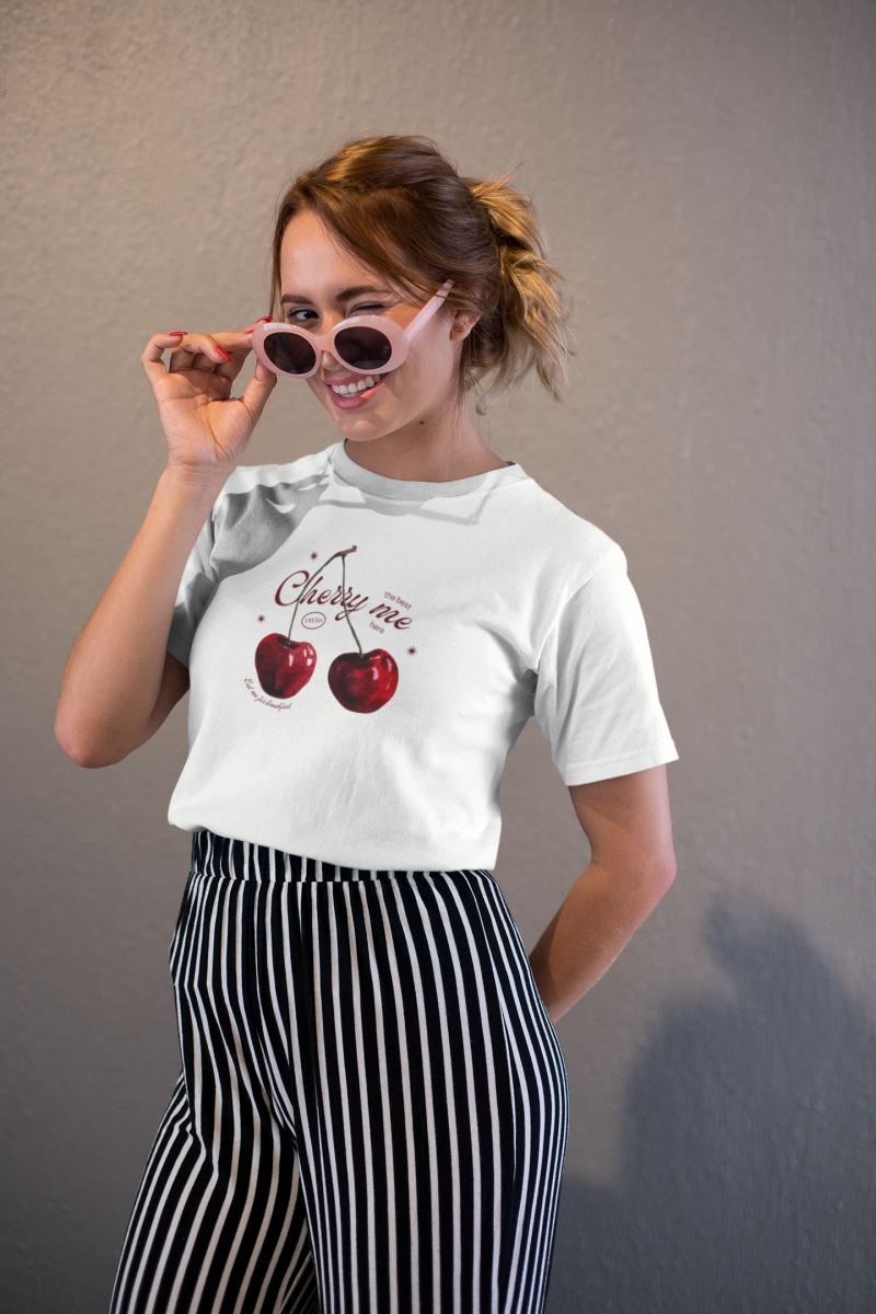 Kadın Özel Baskılı Modern Fit %100 Pamuk Bisiklet Yaka T-Shirt