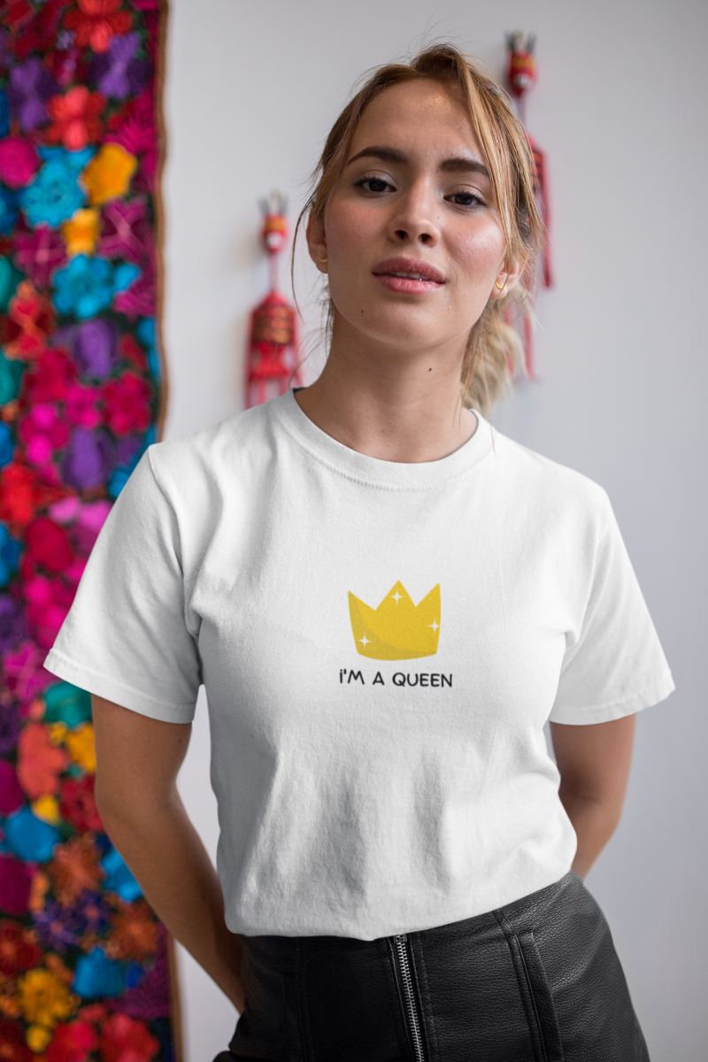 Kadın Özel Baskılı Modern Fit %100 Pamuk Bisiklet Yaka T-Shirt