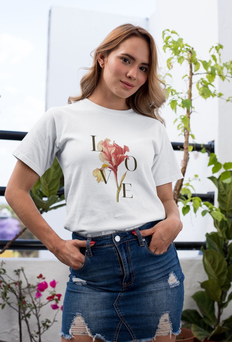 Kadın Özel Baskılı Modern Fit %100 Pamuk Bisiklet Yaka T-Shirt