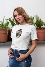 Kadın Özel Baskılı Modern Fit %100 Pamuk Bisiklet Yaka T-Shirt
