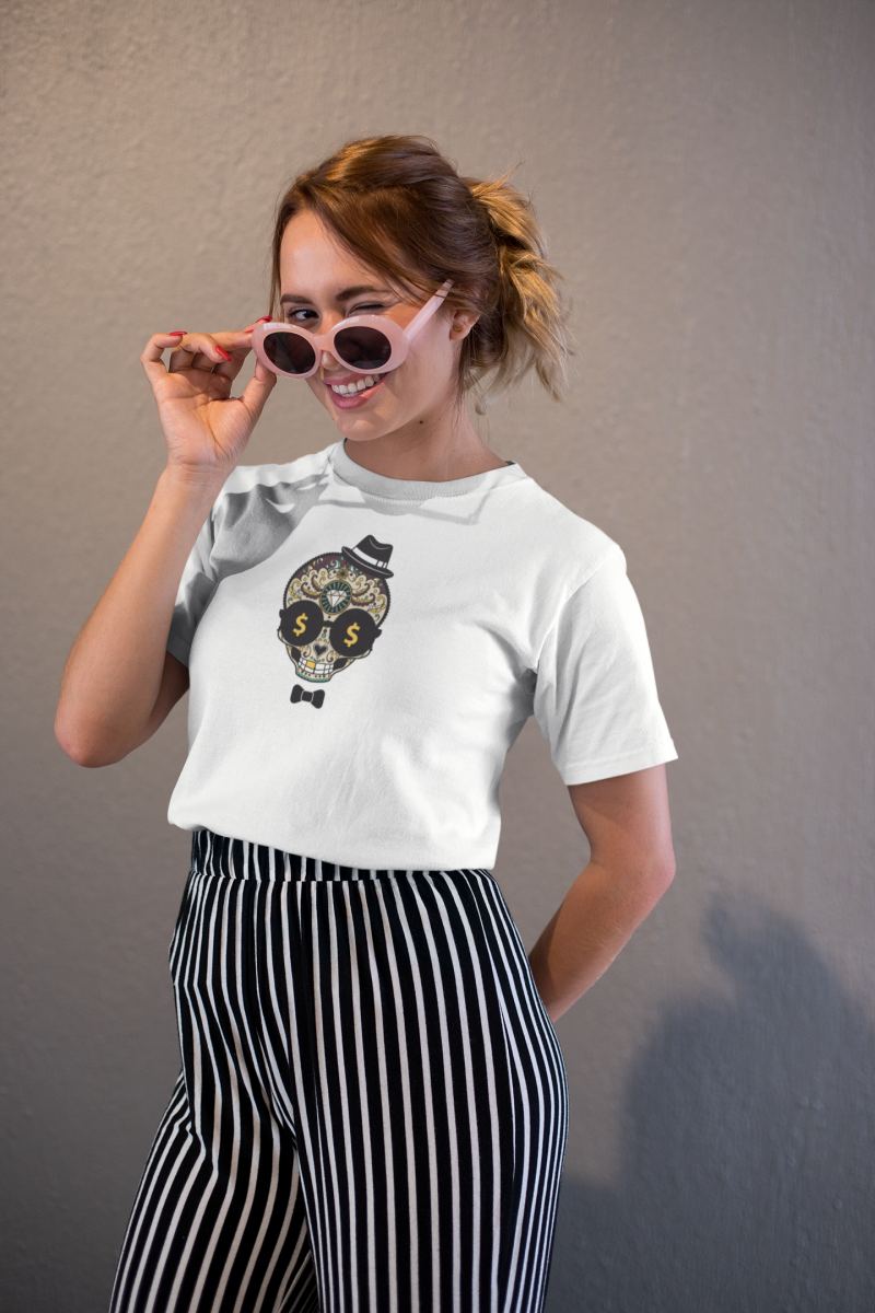 Kadın Özel Baskılı Modern Fit %100 Pamuk Bisiklet Yaka T-Shirt