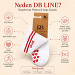 DB LINE Kaydırmaz 8'li Pilates Yoga Çorabı Pamuklu Silikon Tabanlı Barre Stüdyo Spor Çorabı