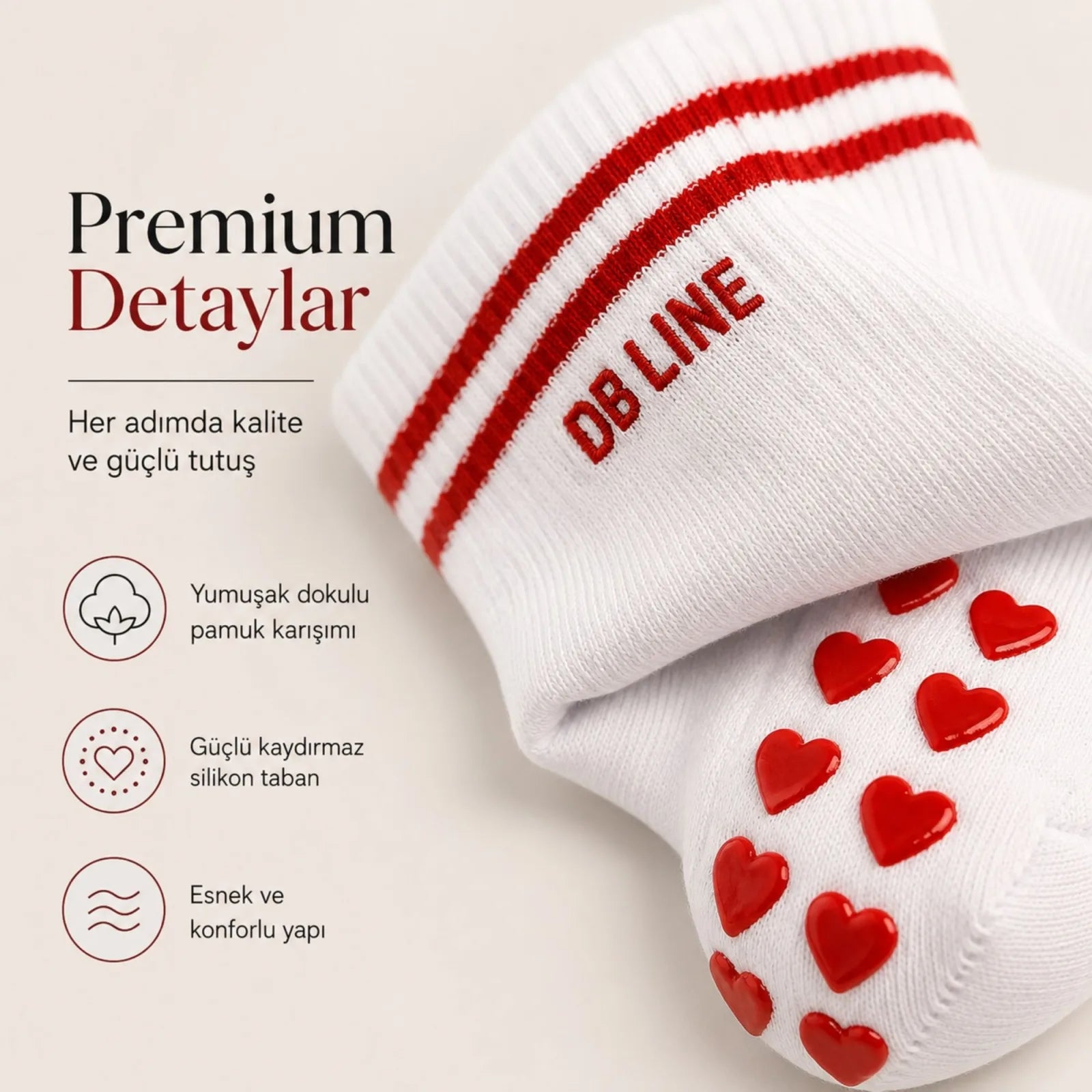DB LINE Kaydırmaz 8'li Pilates Yoga Çorabı Pamuklu Silikon Tabanlı Barre Stüdyo Spor Çorabı