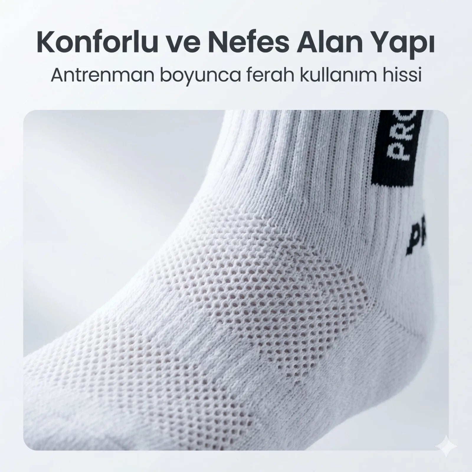 Kaydırmaz Spor Çorabı Beyaz | Nefes Alan, Bilek Destekli, Güçlü Tutuşlu Performans Çorabı