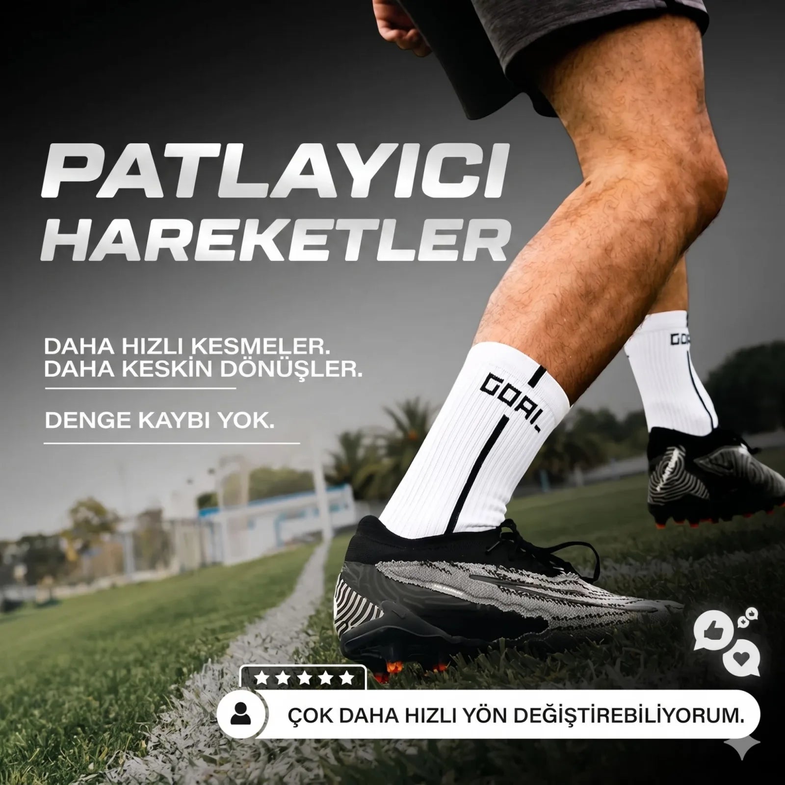Kaydırmaz Futbol Çorabı Beyaz | Bilek Destekli, Denge ve Tutuş Sunan Spor Çorabı