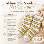 Peluş Çizgili Kadın Uyku Çorabı 36-40 Yumuşak Sıcak Tutan Sıkmayan Ev Çorabı Sarı Beyaz