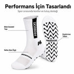 Kaydırmaz Spor Çorabı Beyaz | Nefes Alan, Bilek Destekli, Güçlü Tutuşlu Performans Çorabı