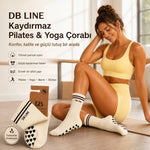 DB LINE Kaydırmaz 8'li Pilates Yoga Çorabı Pamuklu Silikon Tabanlı Barre Stüdyo Spor Çorabı