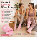 DB LINE Kaydırmaz 8'li Pilates Yoga Çorabı Pamuklu Silikon Tabanlı Barre Stüdyo Spor Çorabı