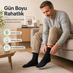 Bambu Diyabet Çorabı Lastiksiz Dikişsiz Burun Siyah Uzun Konç Hassas Ayaklar İçin