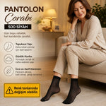 Kadın Pantolon Çorabı 12 Çift Siyah ve Ten İnce Topuksuz Günlük Rahat Bilek Çorabı