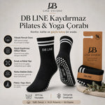 DB LINE Kaydırmaz 8'li Pilates Yoga Çorabı Pamuklu Silikon Tabanlı Barre Stüdyo Spor Çorabı
