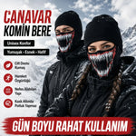 Unisex Canavar Diş Baskılı Balaklava 1 Adet Tek Beden Viskoz Kask İçi Motosiklet Maskesi