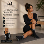 DB LINE Kaydırmaz 8'li Pilates Yoga Çorabı Pamuklu Silikon Tabanlı Barre Stüdyo Spor Çorabı