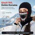 Unisex Canavar Diş Baskılı Balaklava 1 Adet Tek Beden Viskoz Kask İçi Motosiklet Maskesi