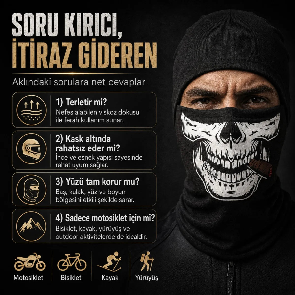 Unisex Kuru Kafa Puro Baskılı Balaklava 1 Adet Tek Beden Viskoz Kask İçi Outdoor Maske