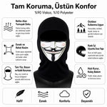 Unisex Anonymous Baskılı Balaklava 1 Adet Tek Beden Viskoz Kask İçi Motosiklet Maskesi