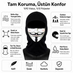 Unisex Anonymous Baskılı Balaklava 1 Adet Tek Beden Viskoz Kask İçi Motosiklet Maskesi