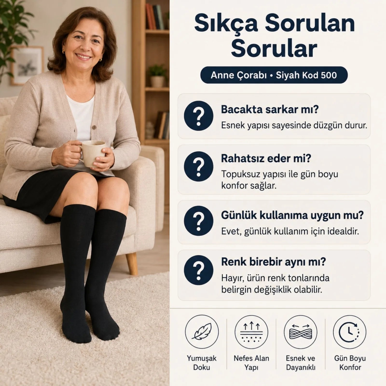 Kadın 70 Denye 12'li Kalın Anne Çorabı Dizaltı Topuksuz Esnek Günlük Kullanım Çorabı Ten Siyah Bronz Vizon