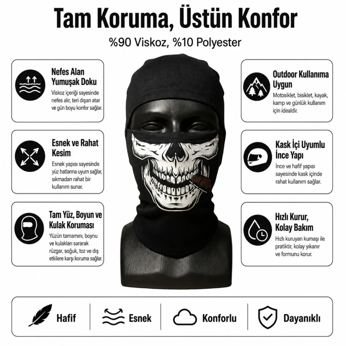 Unisex Kuru Kafa Puro Baskılı Balaklava 1 Adet Tek Beden Viskoz Kask İçi Outdoor Maske