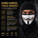 Unisex Anonymous Baskılı Balaklava 1 Adet Tek Beden Viskoz Kask İçi Motosiklet Maskesi