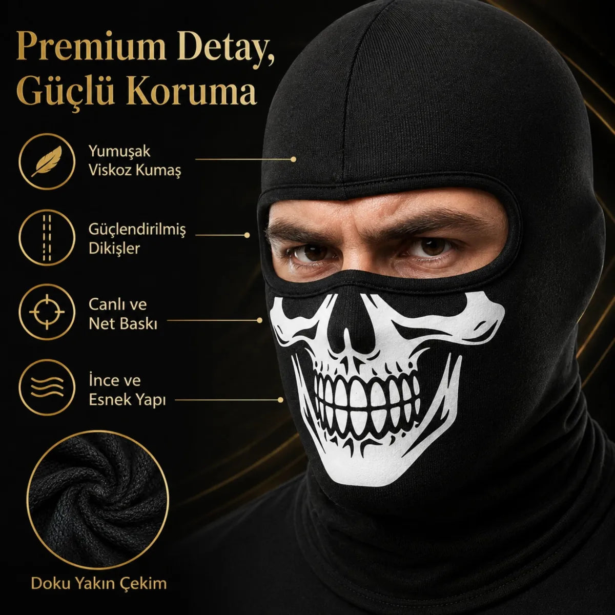 Unisex Kuru Kafa Baskılı Balaklava 1 Adet Tek Beden Viskoz Kask İçi Motosiklet Maskesi