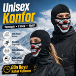 Unisex Palyaço Baskılı Balaklava Maske 1 Adet Tek Beden Viskoz Kask İçi Outdoor Motosiklet Maskesi