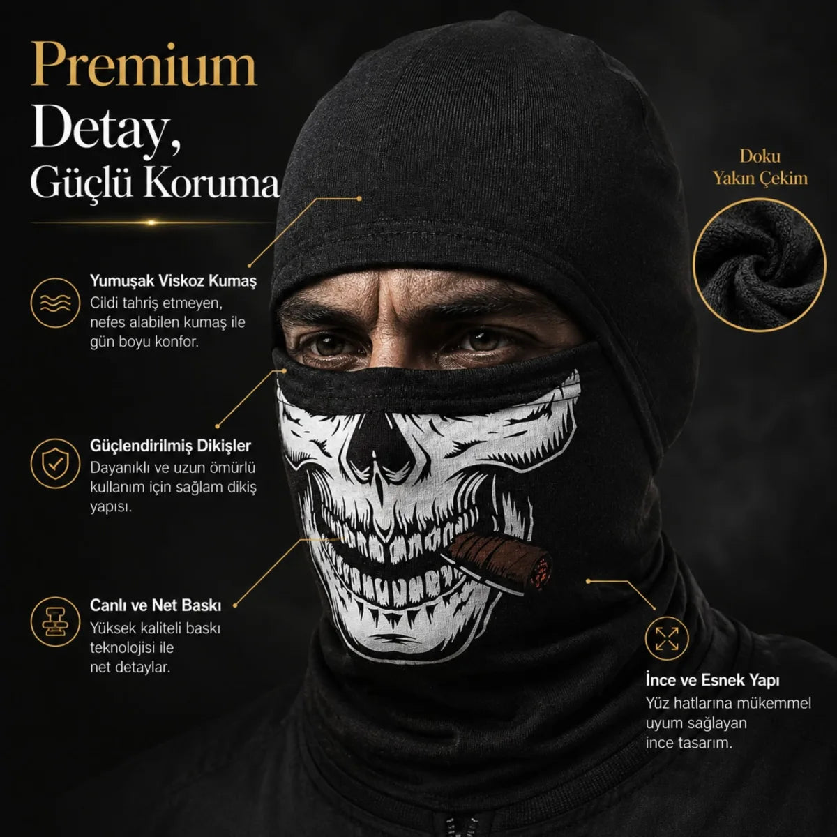 Unisex Kuru Kafa Puro Baskılı Balaklava 1 Adet Tek Beden Viskoz Kask İçi Outdoor Maske