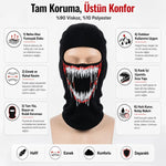 Unisex Canavar Diş Baskılı Balaklava 1 Adet Tek Beden Viskoz Kask İçi Motosiklet Maskesi