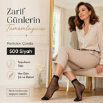 Kadın Pantolon Çorabı 6 Çift Siyah ve Ten İnce Topuksuz Günlük Rahat Bilek Çorabı